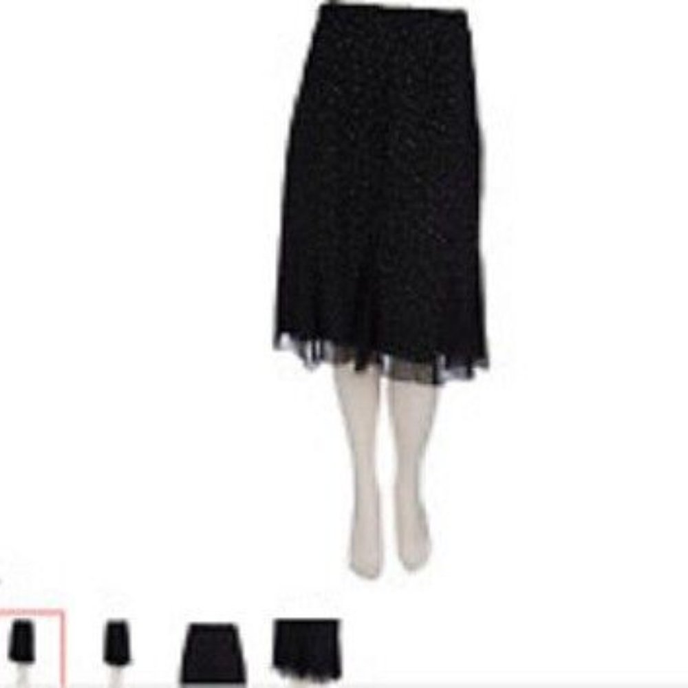 Dialogue Tru-Waist Chiffon Printed/Solid Skirt BLACK NIP SIze 16